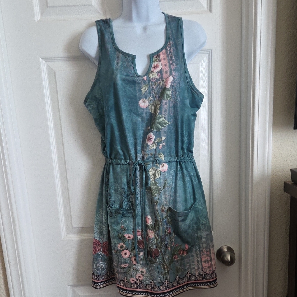 Floral Teal Sleeveless Dress